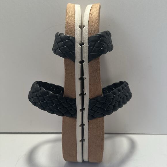 Black Double Braid Strap Sandals US 8.5 Comfort Cliffs By White Mountain - Picture 3 of 6